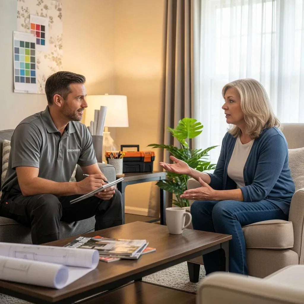 Contractor and homeowner engaging in empathetic conversation about home improvement