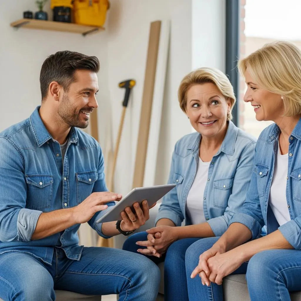 Contractor discussing home improvement options with a homeowner, emphasizing effective needs assessment