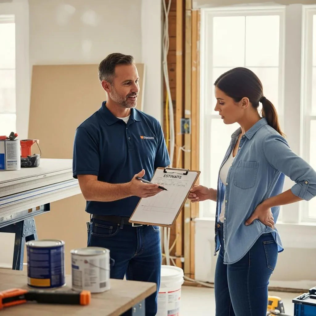 Contractor discussing time management strategies with a homeowner at a job site